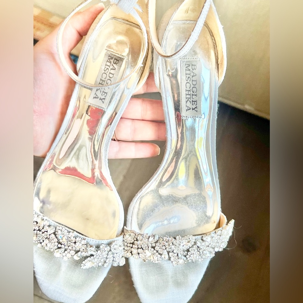Badgly Mischka size 6.5 jeweled silk heels